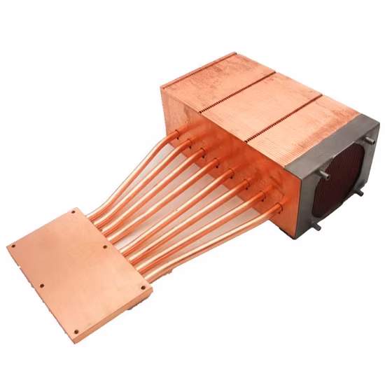 Cooling Aluminum Fins Heat Pipe Heat Sink with Copper Base Plate